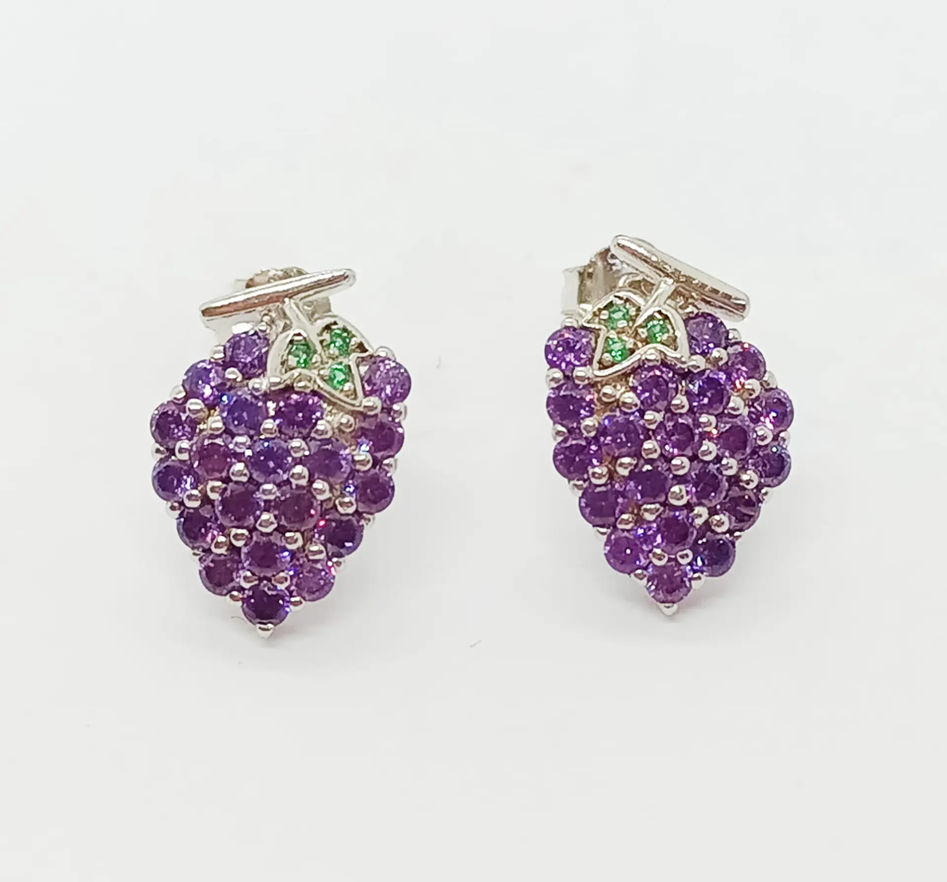 Pendientes Amatista Natural Uvas Plata ley 925 6