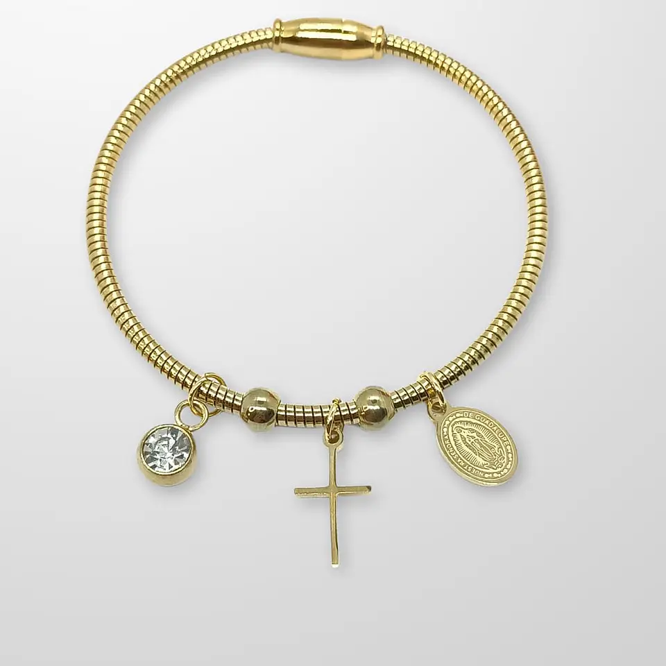 Pulsera Magnética medalla Virgen Guadalupe y dijes 5