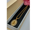 Colgante Medalla Virgen María con circonios hipoalergénico chapado en oro 18kl