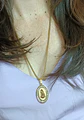 Colgante Medalla Virgen María con circonios hipoalergénico chapado en oro 18kl - Miniatura 3