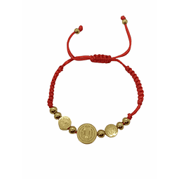 Pulsera de Buena suerte y protección Ajustable Medalla San Benito Cuerda Roja