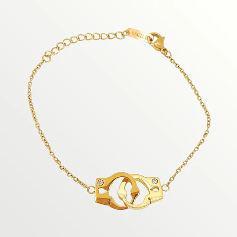 Pulsera de acero chapado en oro Esposas con Zirconias