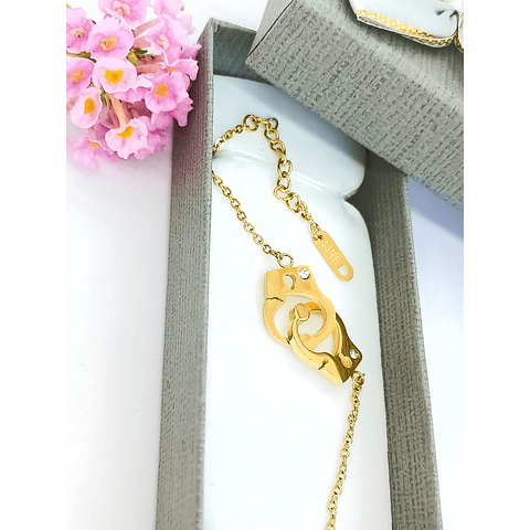 Pulsera de acero chapado en oro Esposas con Zirconias