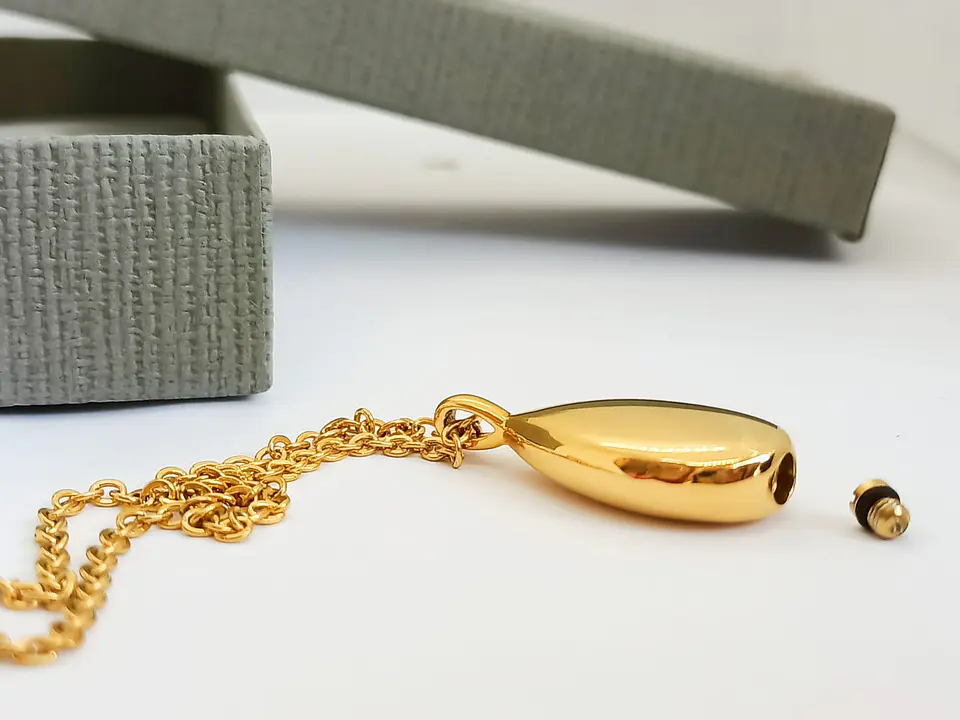 Colgante Anfora Cremacion Urna Cenizas Chapada En Oro 18k 3