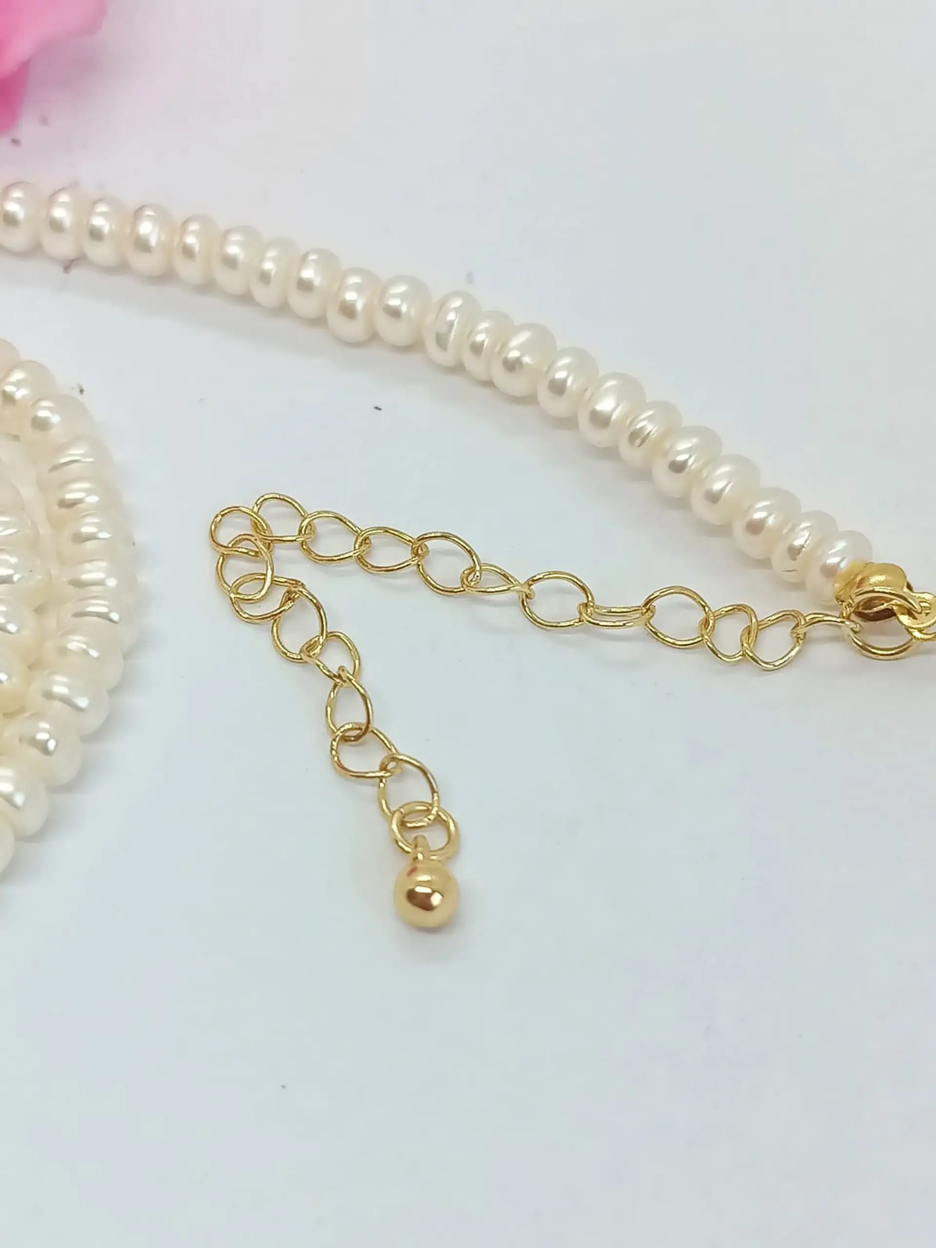 Gargantilla Perlas Naturales Agua Dulce enchapado en oro 5