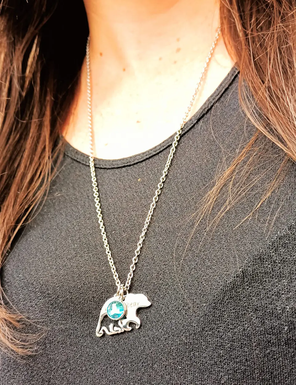 Colgante Collar Largo Mama Bear amor de Madre e Hijo  9