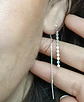 Aros largos plata fina ley S925 con baño de oro elegantes minimalistas - Miniatura 2