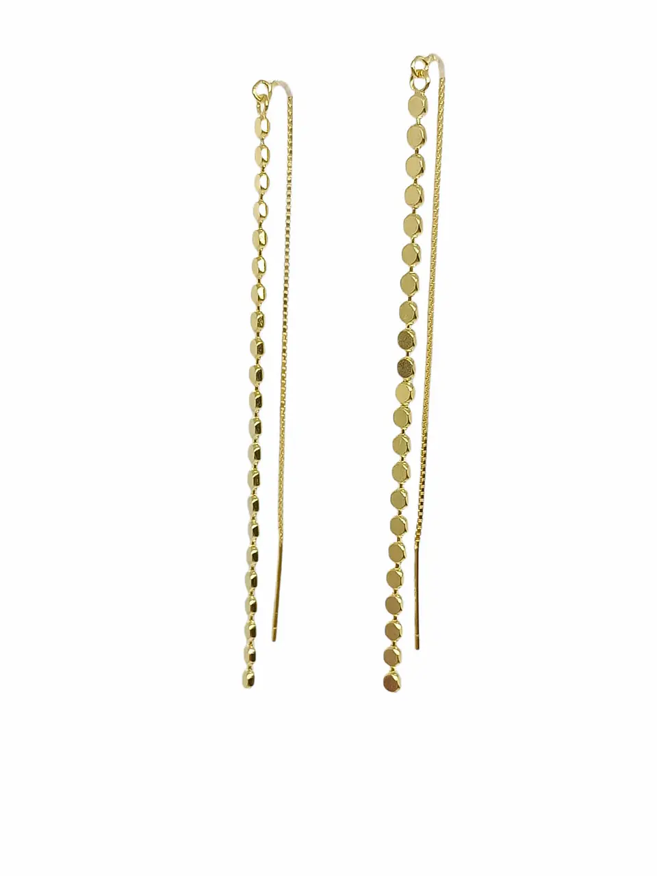 Aros largos plata fina ley S925 con baño de oro elegantes minimalistas 3