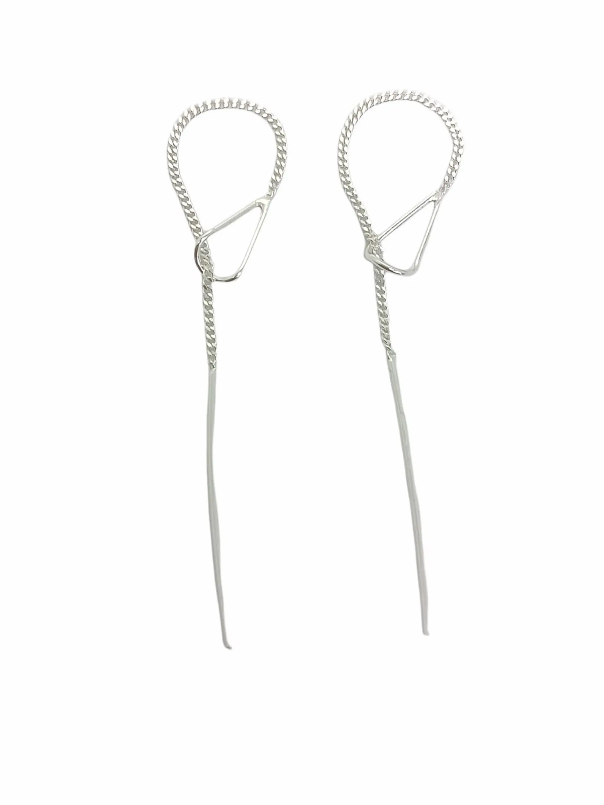 Pendientes Largos Entrelazados Plata fina ley S925  1