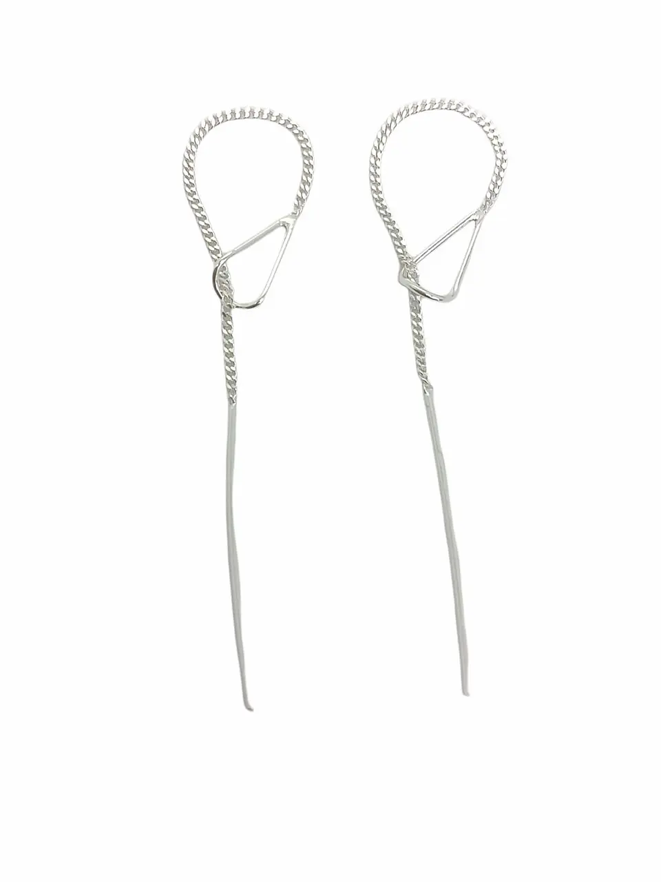 Pendientes Largos Entrelazados Plata fina ley S925  1