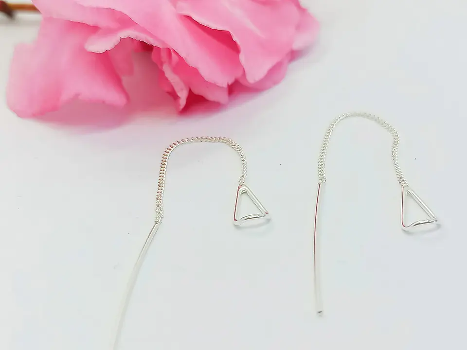 Pendientes Largos Entrelazados Plata fina ley S925  4