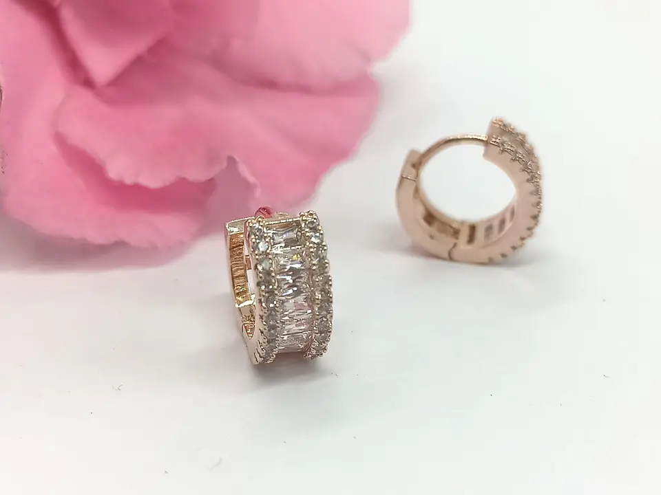 Argollas Huggies chapada en Oro rosa 18k 3