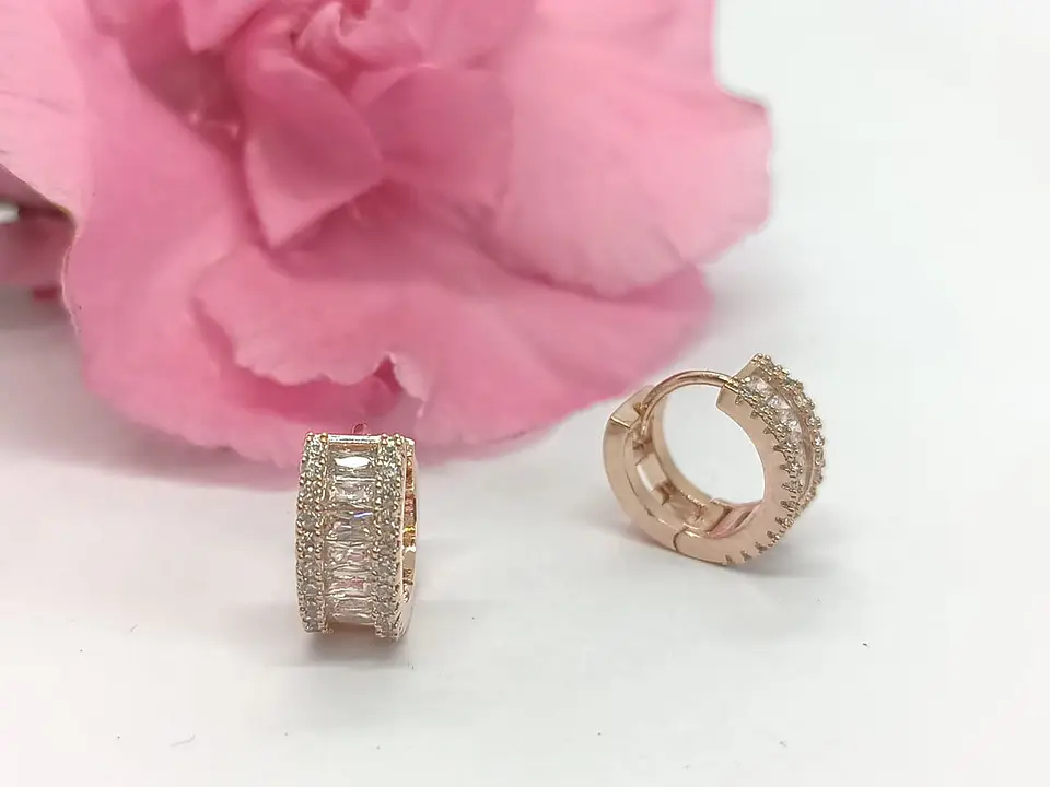 Argollas Huggies chapada en Oro rosa 18k 4