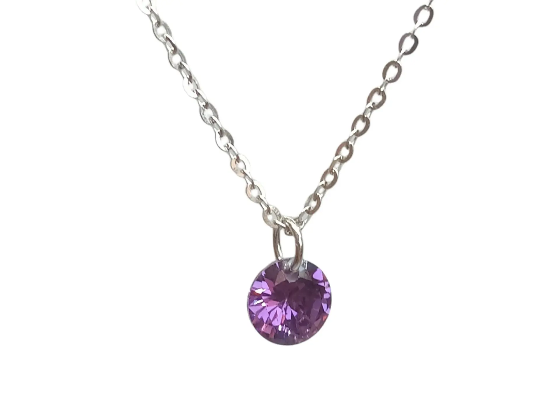 Colgante Collar Punto Luz Zirconio Colores Plata fina ley S925 8