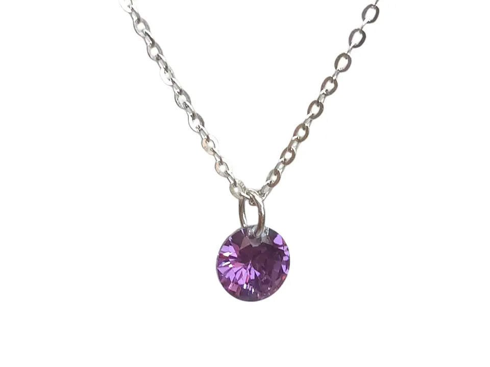 Colgante Collar Punto Luz Zirconio Colores Plata fina ley S925 8