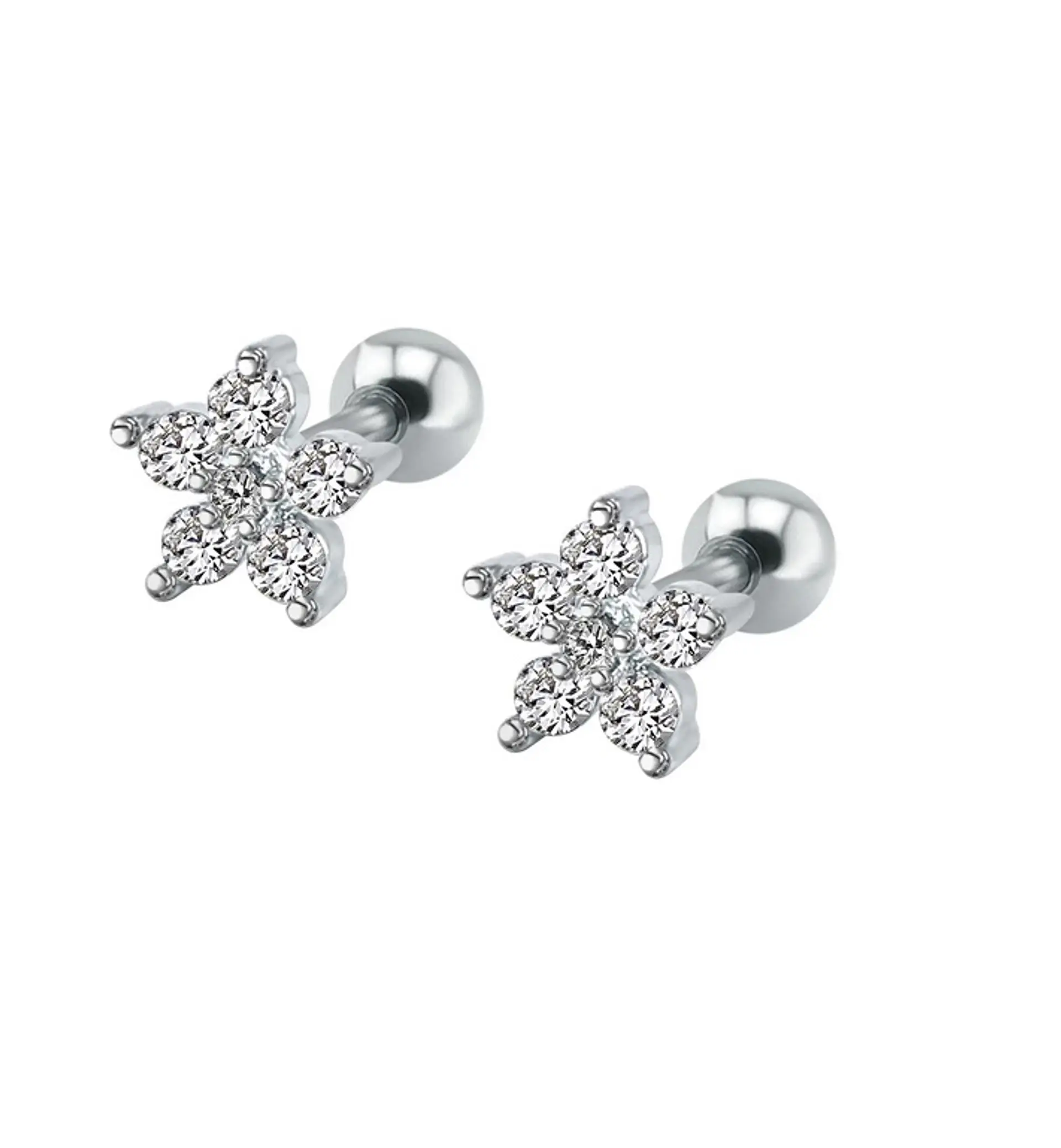 Aros Seguridad Flor o Estrella hipoalergénicos Piercing Helix  1