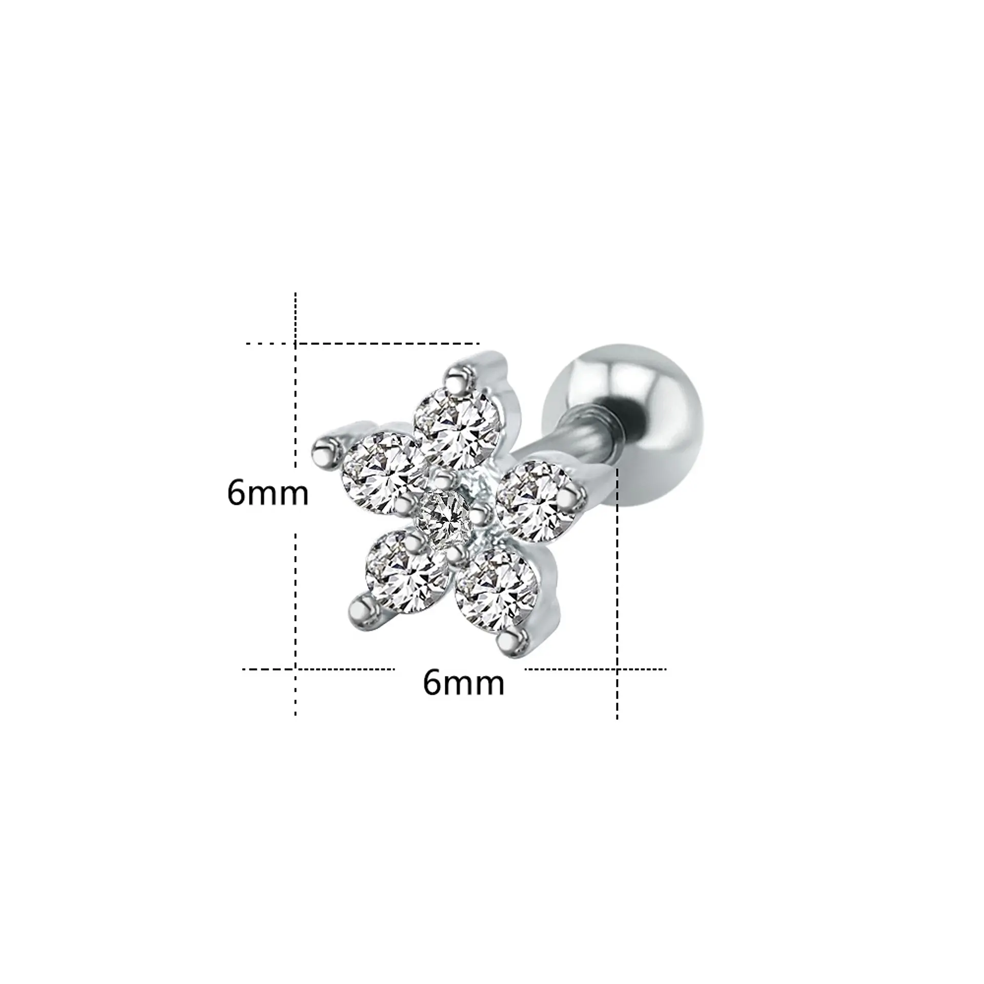 Aros Seguridad Flor o Estrella hipoalergénicos Piercing Helix  7