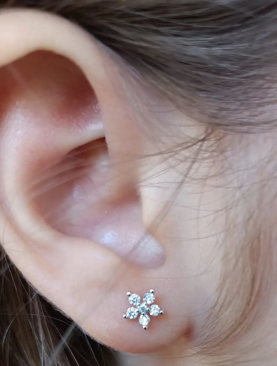 Aros Seguridad Flor o Estrella hipoalergénicos Piercing Helix  2