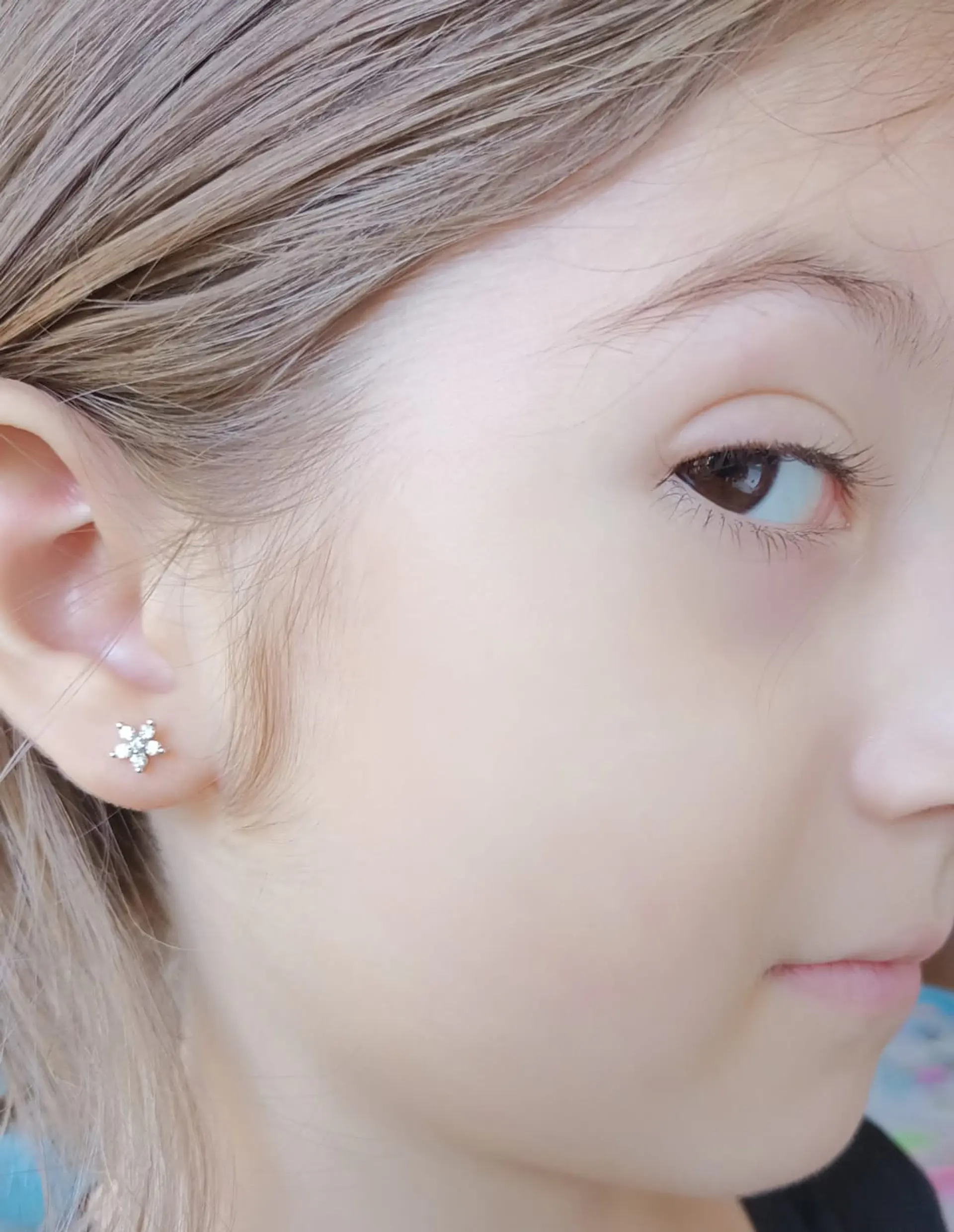 Aros Seguridad Flor o Estrella hipoalergénicos Piercing Helix  8