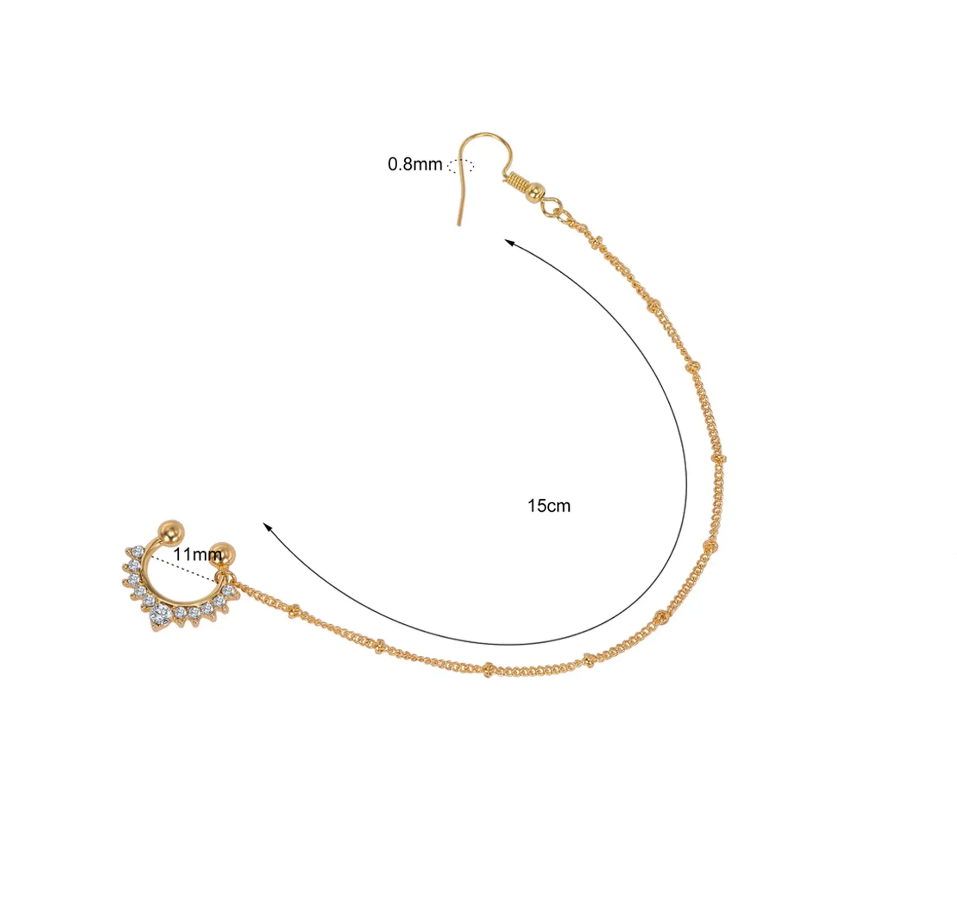 Pendiente Cadena India Piercing Nariz Septum Sin Perforacion 2