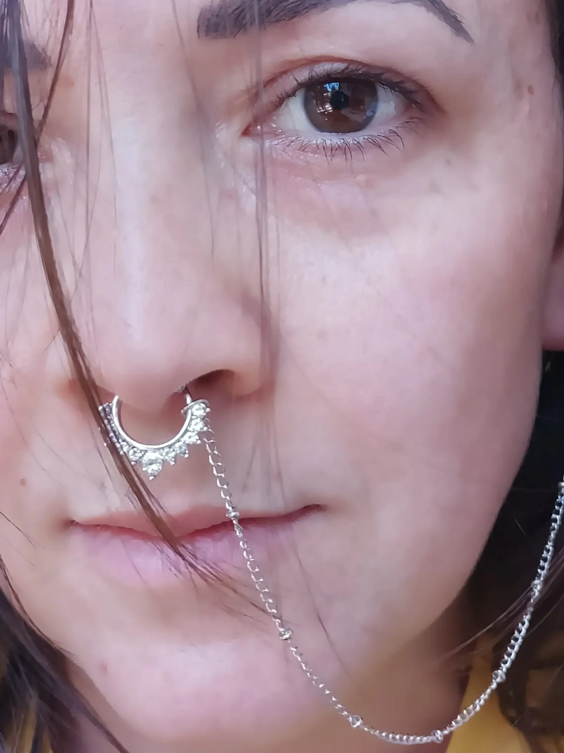 Pendiente Cadena India Piercing Nariz Septum Sin Perforacion 3