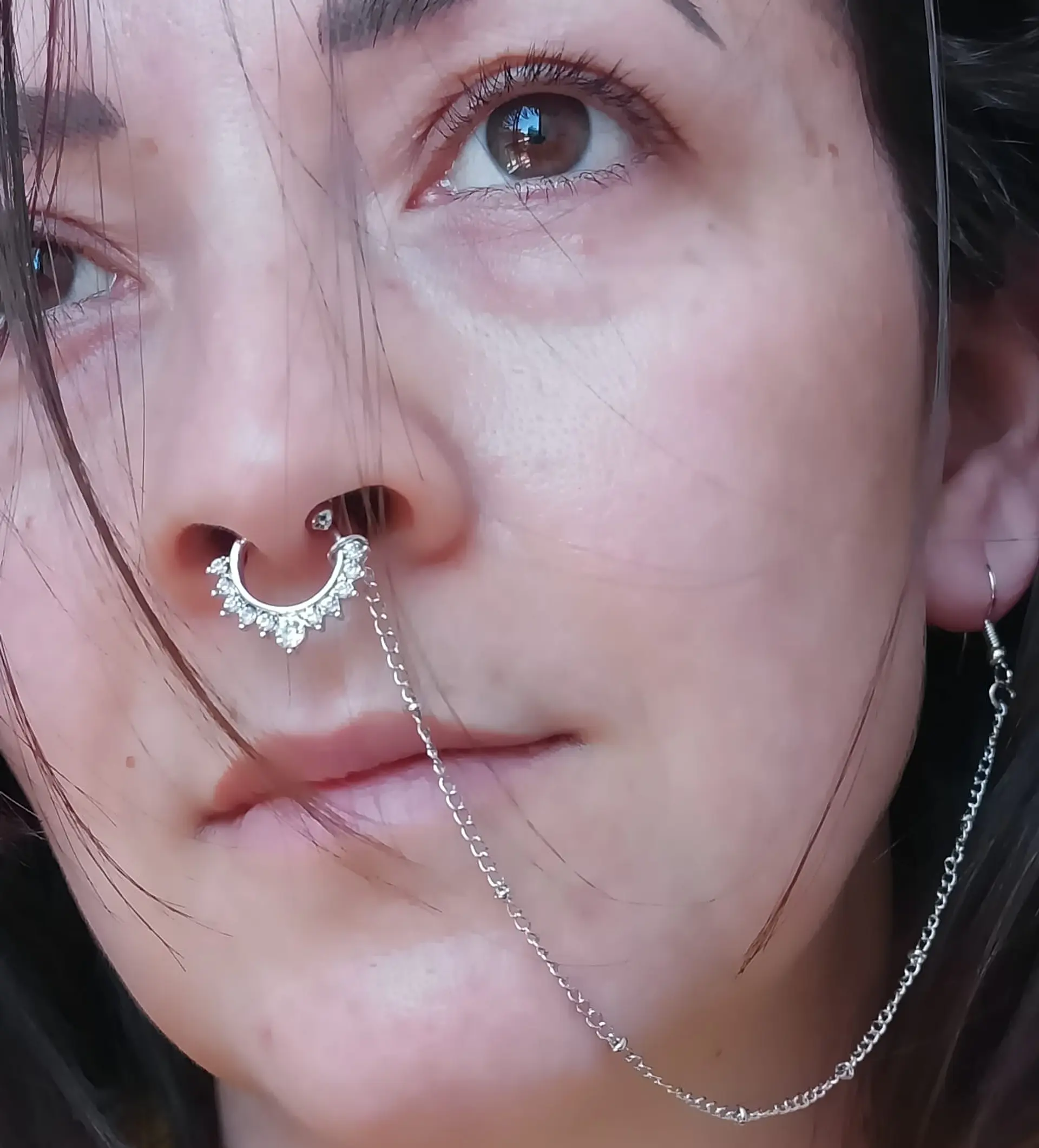 Pendiente Cadena India Piercing Nariz Septum Sin Perforacion 7