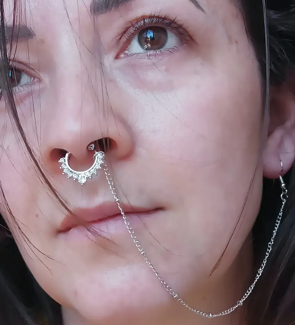 Pendiente Cadena India Piercing Nariz Septum Sin Perforacion 7