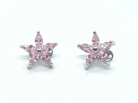 Piercing Ancla Dermica tuerca Piel Acero Flor Zirconia Punk