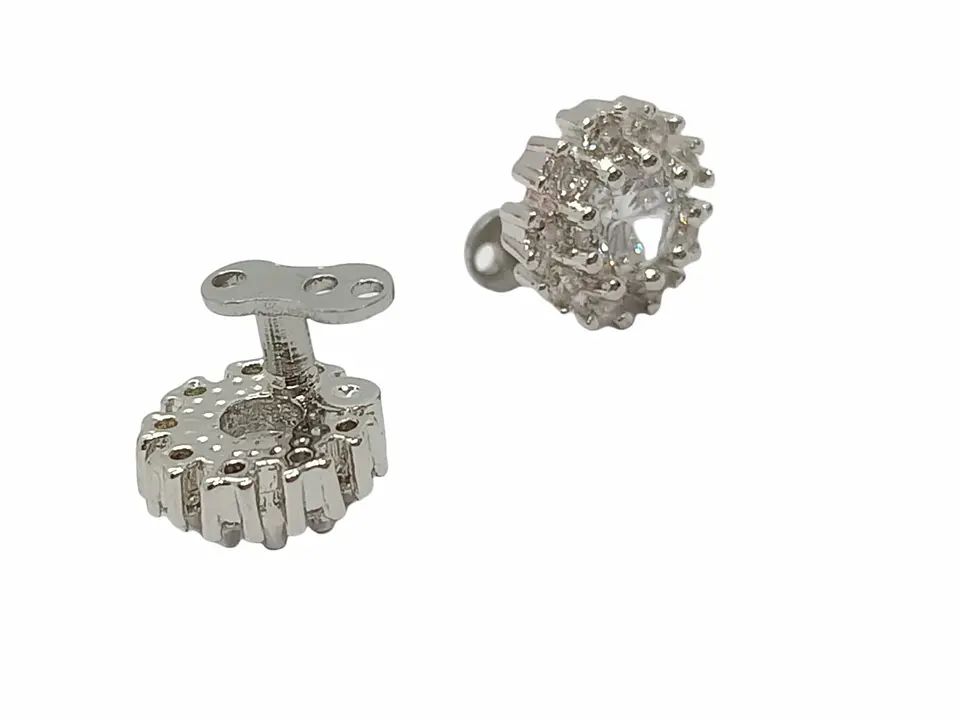 Piercing ancla dermal Flor Redonda de Titanio con zirconios 2