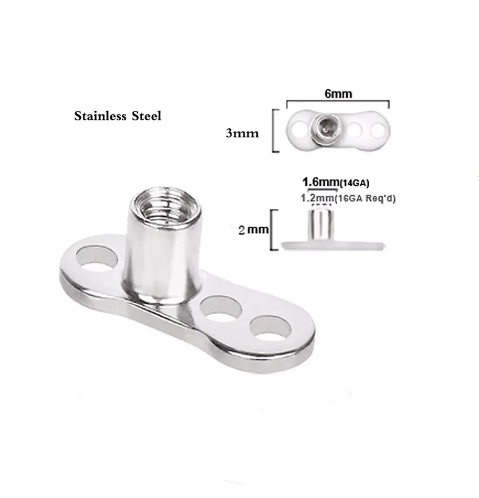 Piercing ancla dermal Flor Redonda de Titanio con zirconios 4