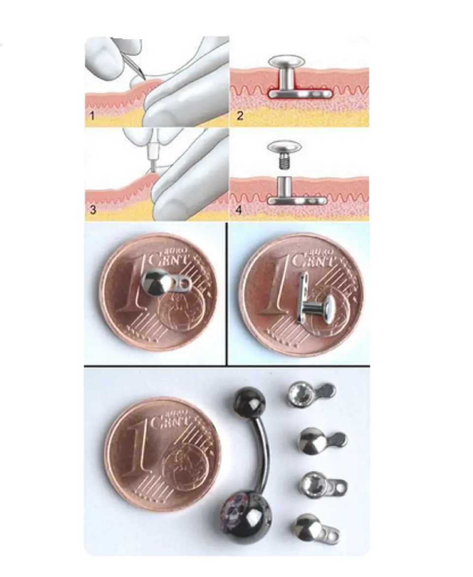 Piercing ancla dermal Flor Redonda de Titanio con zirconios 7