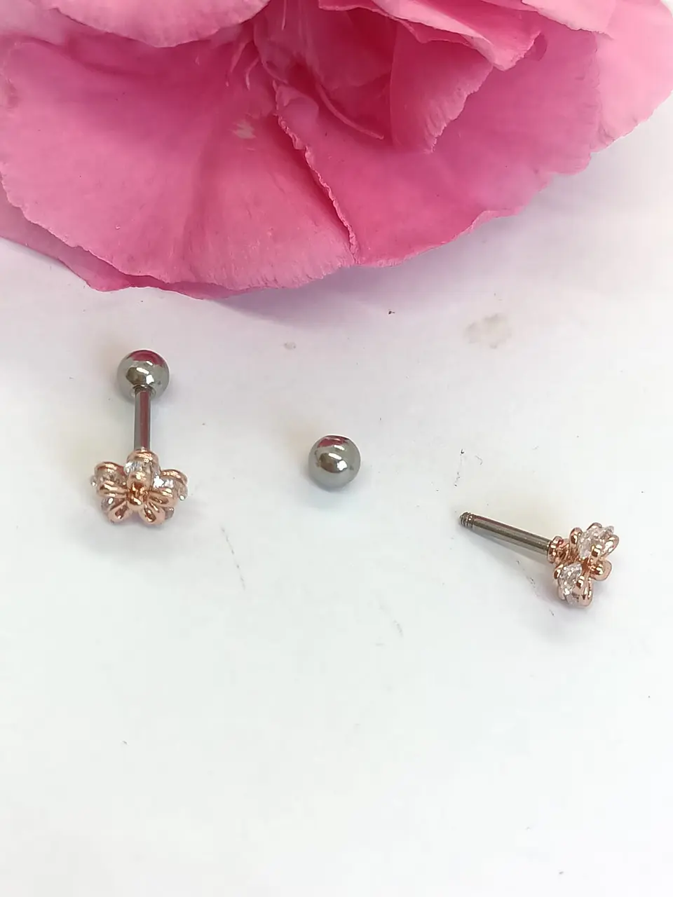 Aros Flor con Zirconias Niña Adulto Piercing Conch Helix 4