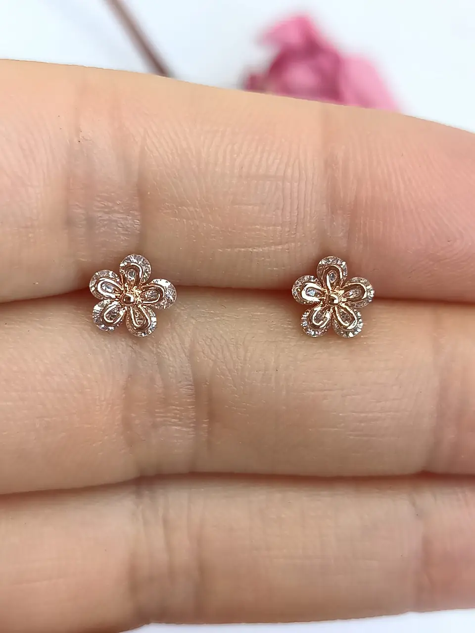 Aros Flor con Zirconias Niña Adulto Piercing Conch Helix 5