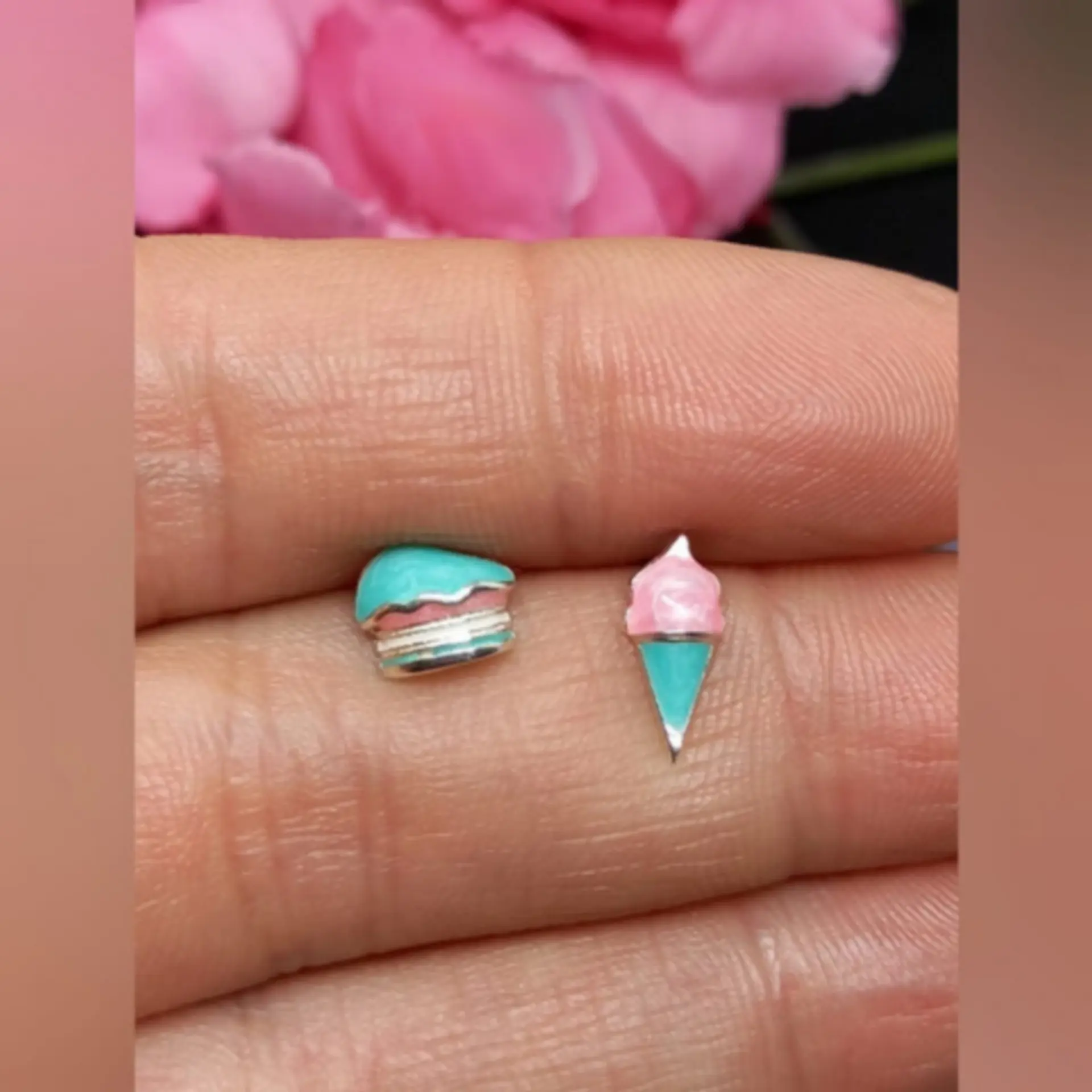 Pendientes Helado Dulce Plata S925 2