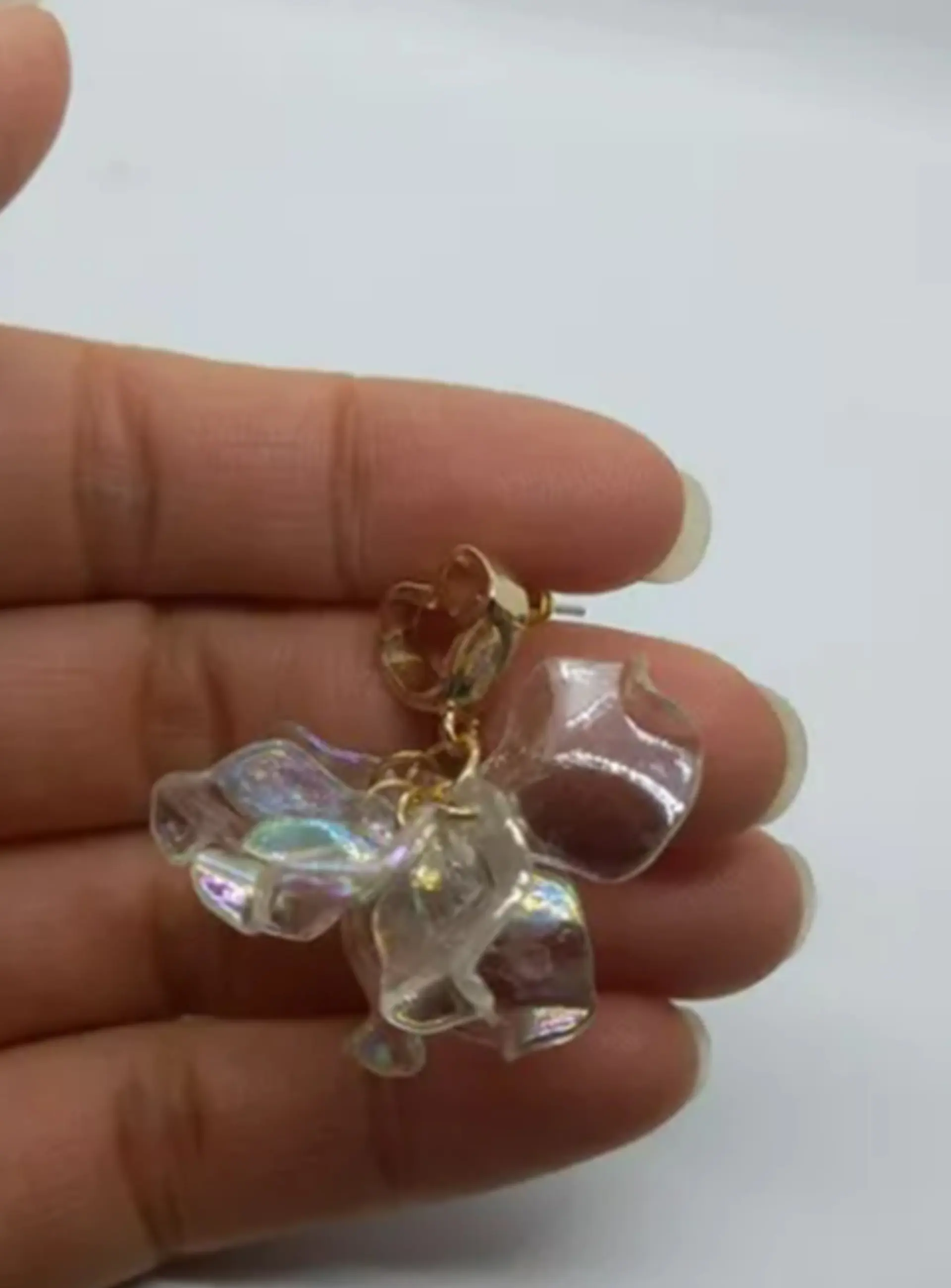 Pendientes Pétalos Asimétricos petalos tornasoles corazón dorado 6
