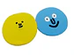 Aros asimétricos de tachuela con caritas suave resina epoxi azul amarillo - Miniatura 1