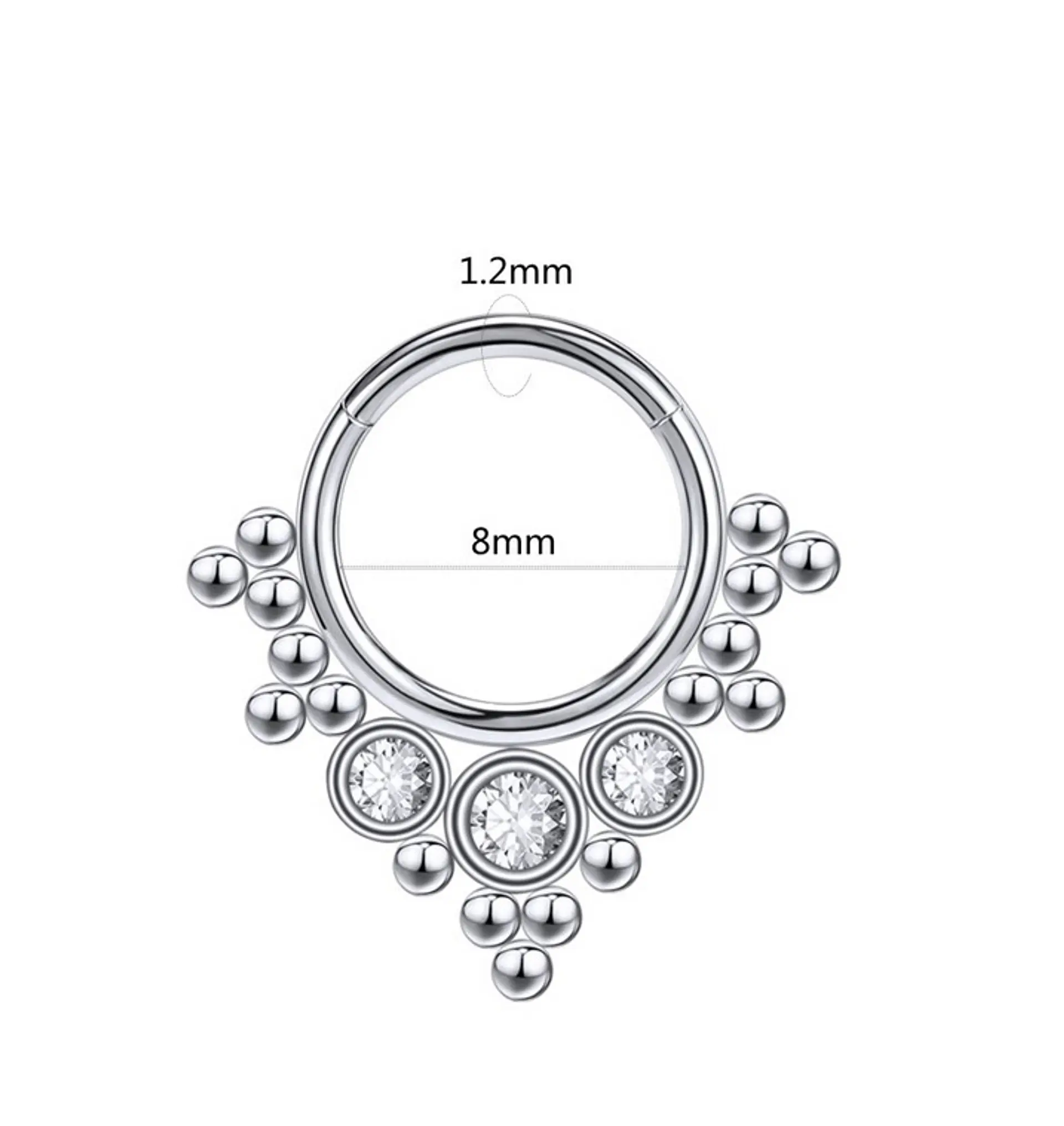 Septum Corona de Acero Tribal Funcional oreja, Tragus, Daith y nariz 2