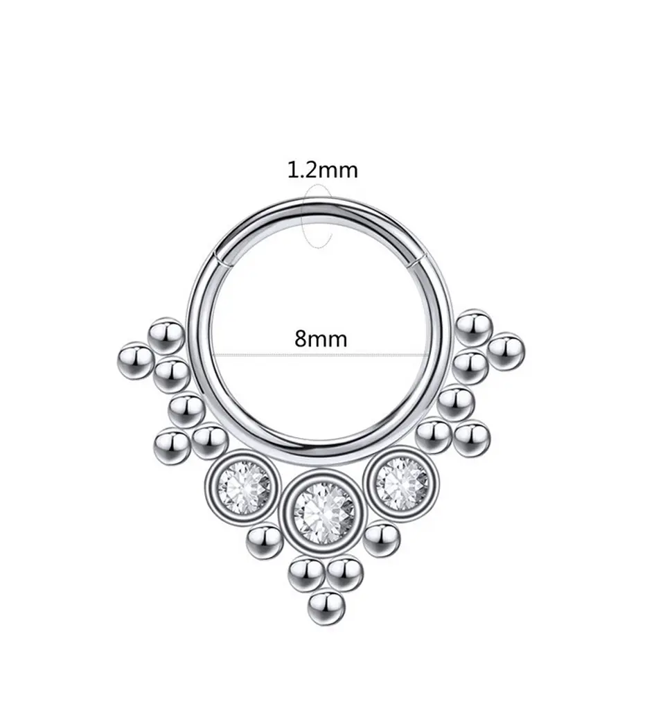 Septum Corona de Acero Tribal Funcional oreja, Tragus, Daith y nariz 2