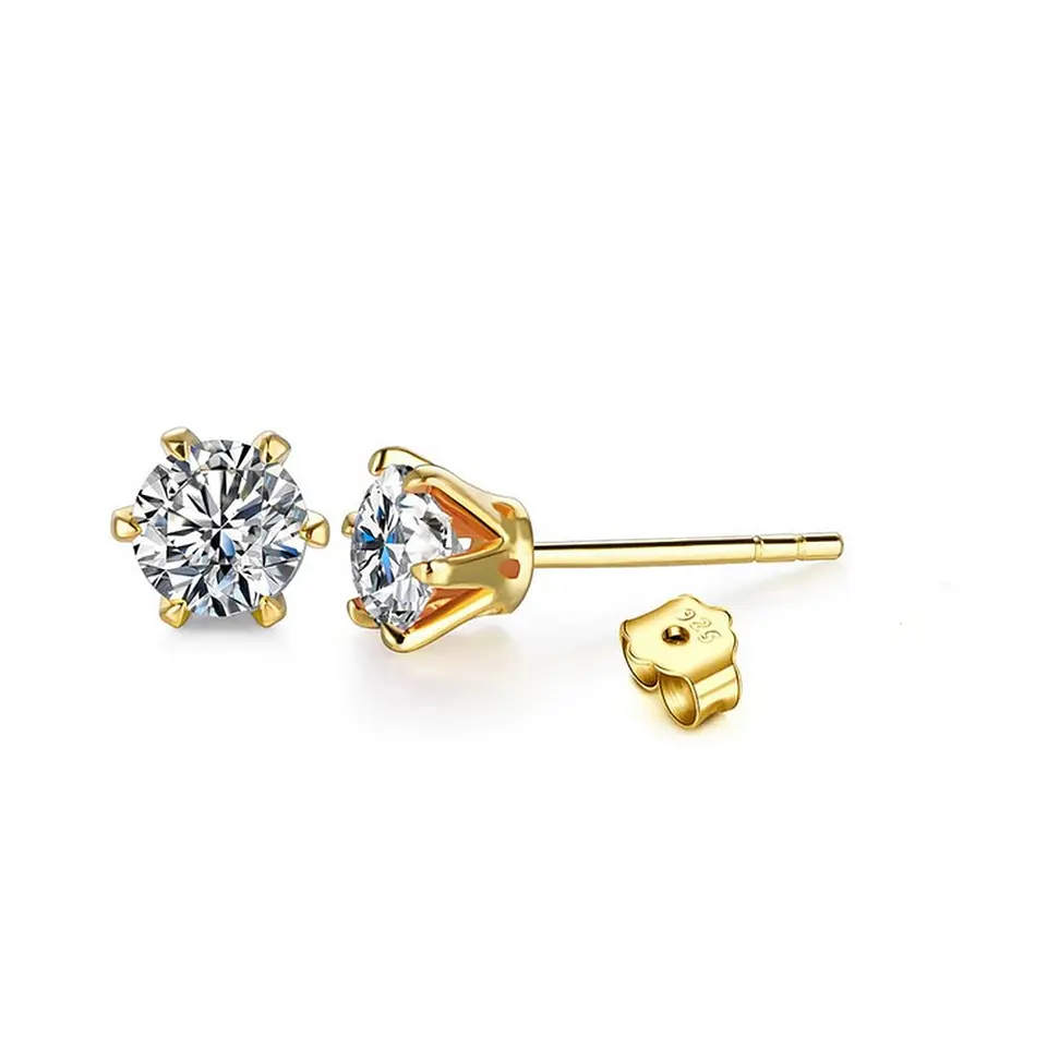 Aros Punto De Luz Gema Moissanita 5mm enchapada en Oro 18 K 1