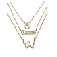Collar Multicapa 3 En 1 Colgantes Zodiaco Constelaciones baño de oro 14kl - Miniatura 5