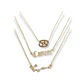 Collar Multicapa 3 En 1 Colgantes Zodiaco Constelaciones baño de oro 14kl - Miniatura 12