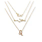Collar Multicapa 3 En 1 Colgantes Zodiaco Constelaciones baño de oro 14kl - Miniatura 16