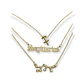 Collar Multicapa 3 En 1 Colgantes Zodiaco Constelaciones baño de oro 14kl - Miniatura 31