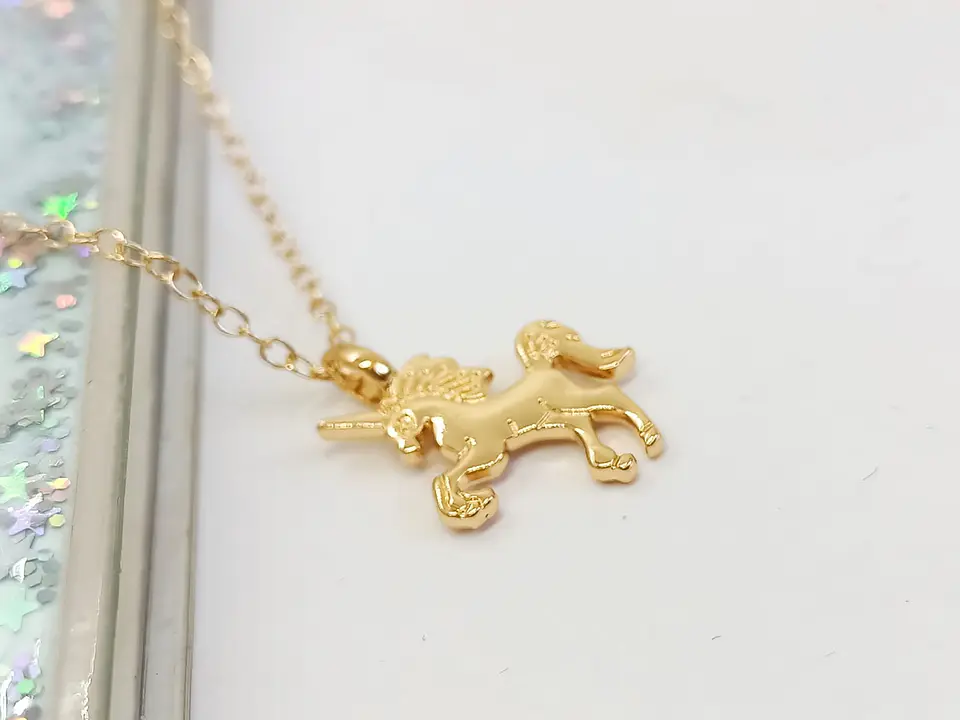 Colgante Unicornio Plateado Dorado baño de oro Niñas Mujeres 13