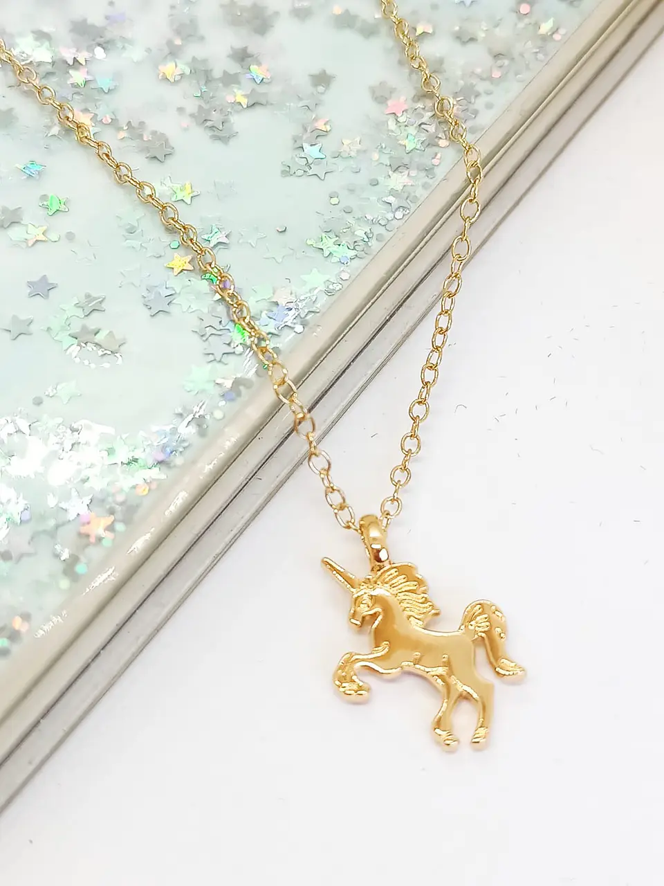 Colgante Unicornio Plateado Dorado baño de oro Niñas Mujeres 3