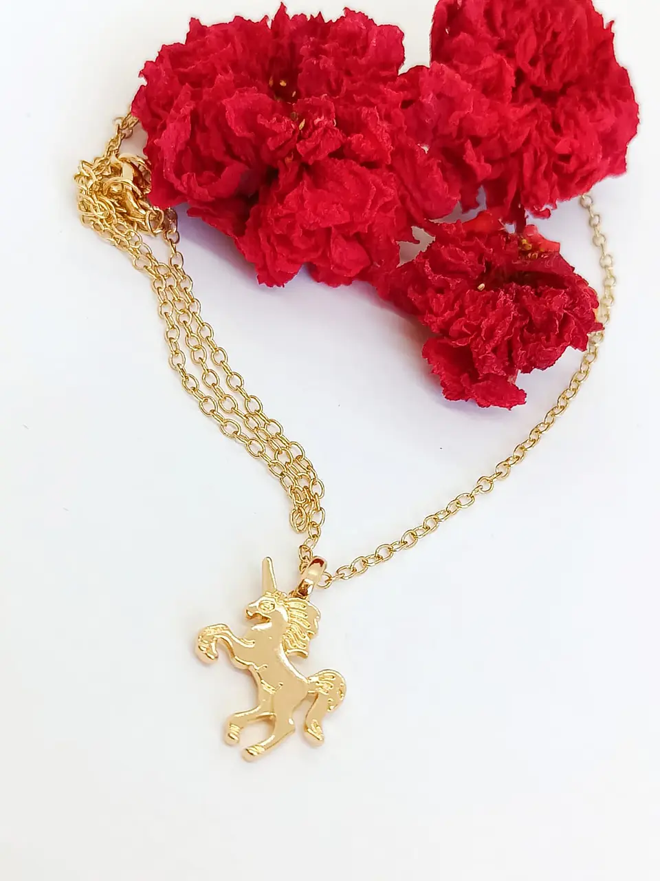 Colgante Unicornio Plateado Dorado baño de oro Niñas Mujeres 16