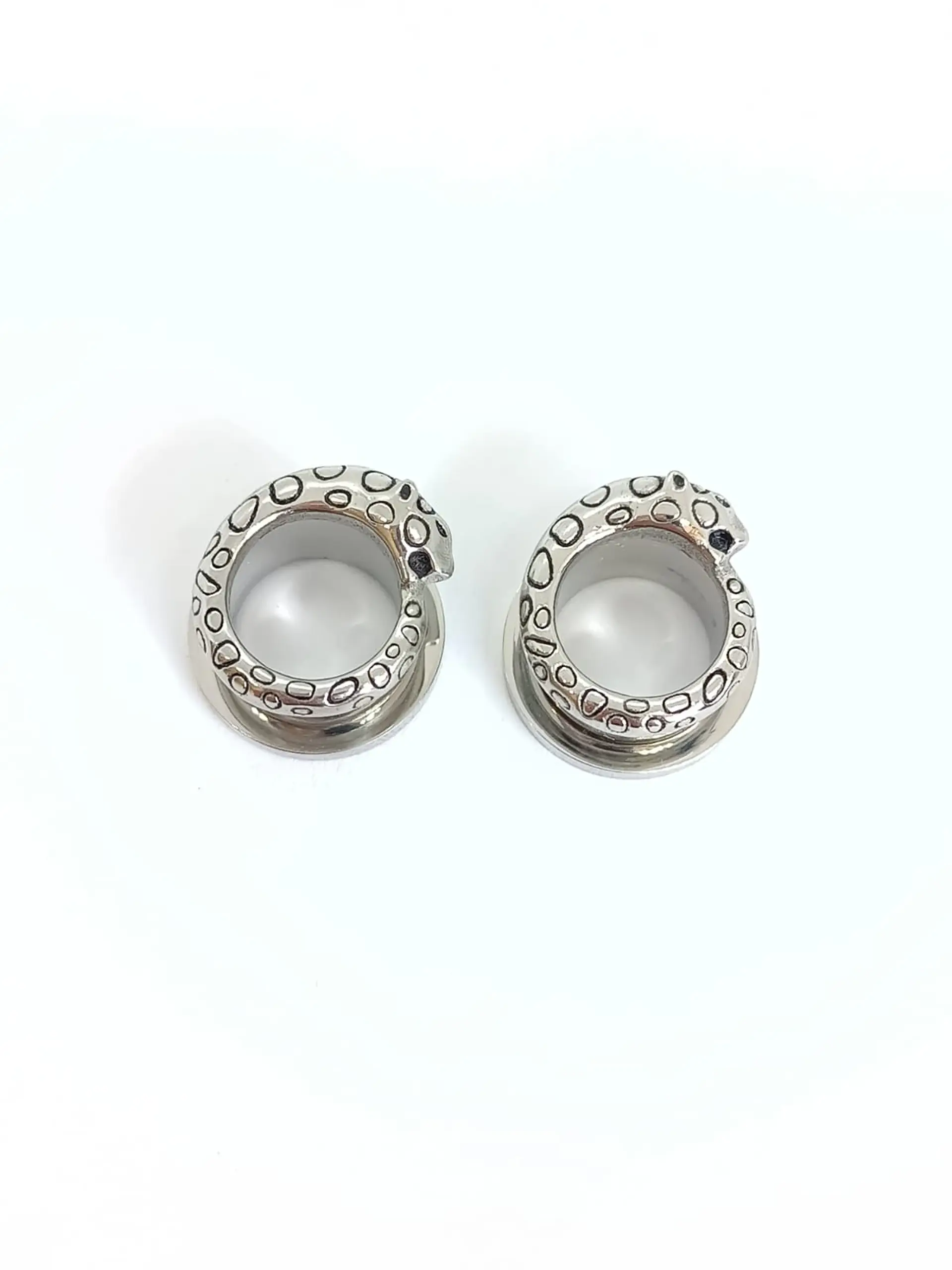 Aros Expansores Oreja Tribal Leopardo Cheeta 10 mm y 12mm Acero Tunel Plug dilatadores 2