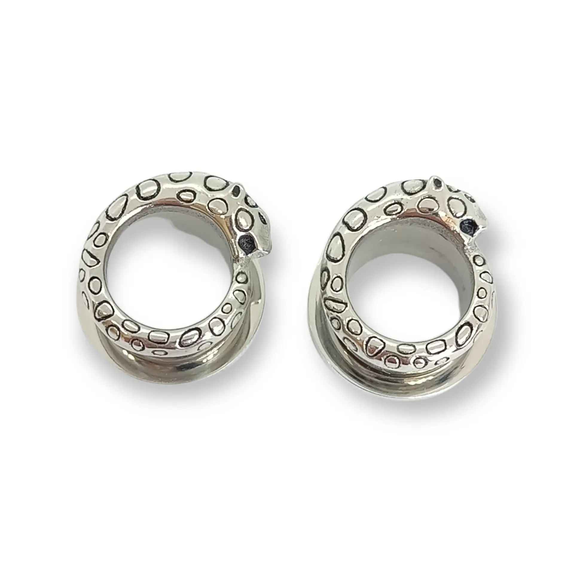 Aros Expansores Oreja Tribal Leopardo Cheeta 10 mm y 12mm Acero Tunel Plug dilatadores 3