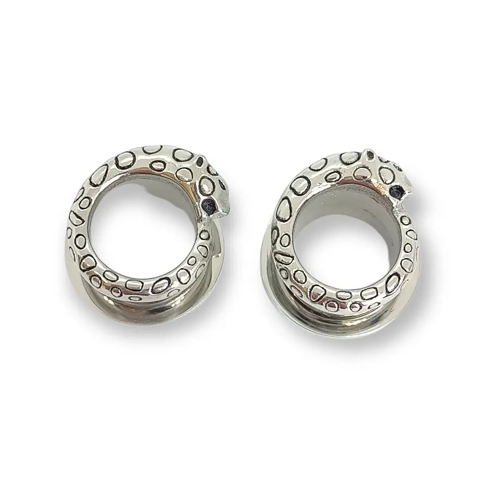 Aros Expansores Oreja Tribal Leopardo Cheeta 10 mm y 12mm Acero Tunel Plug dilatadores 3