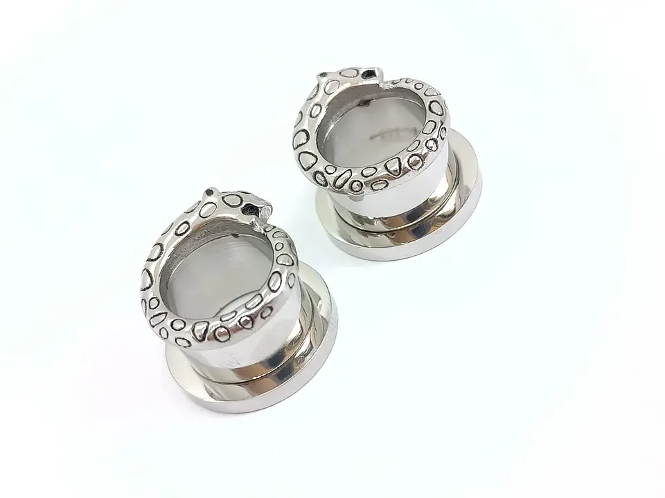 Aros Expansores Oreja Tribal Leopardo Cheeta 10 mm y 12mm Acero Tunel Plug dilatadores 4